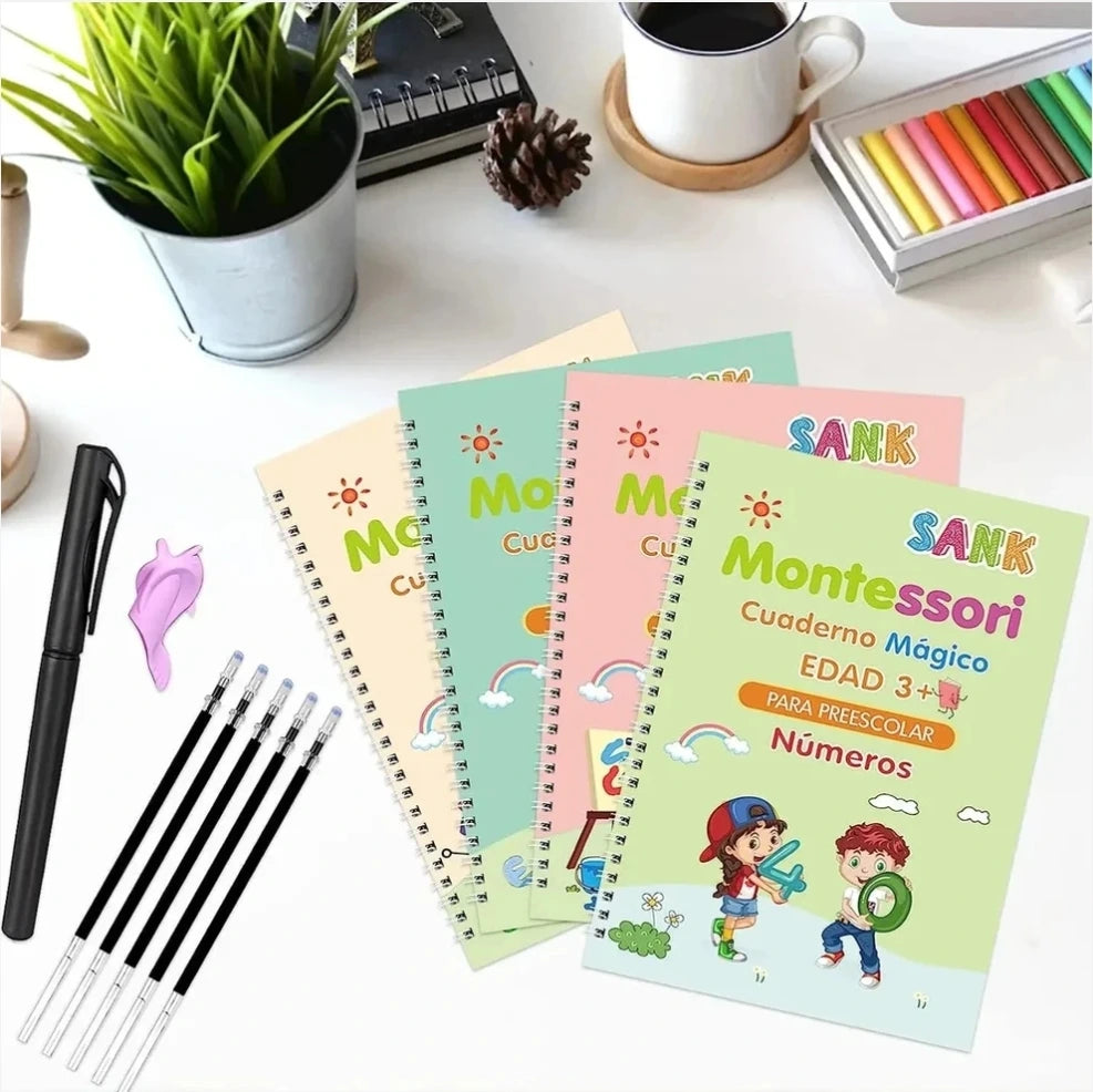 KIT DE 4 CUADERNOS CALIGRAFÍA MONTESSORI
