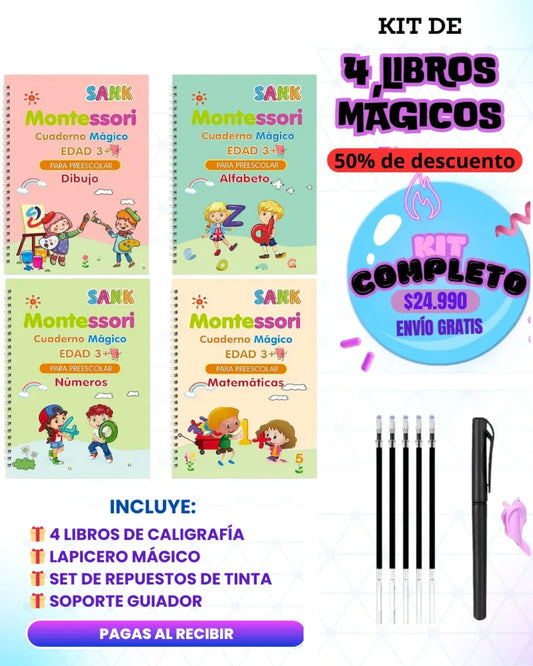 KIT DE 4 CUADERNOS CALIGRAFÍA MONTESSORI